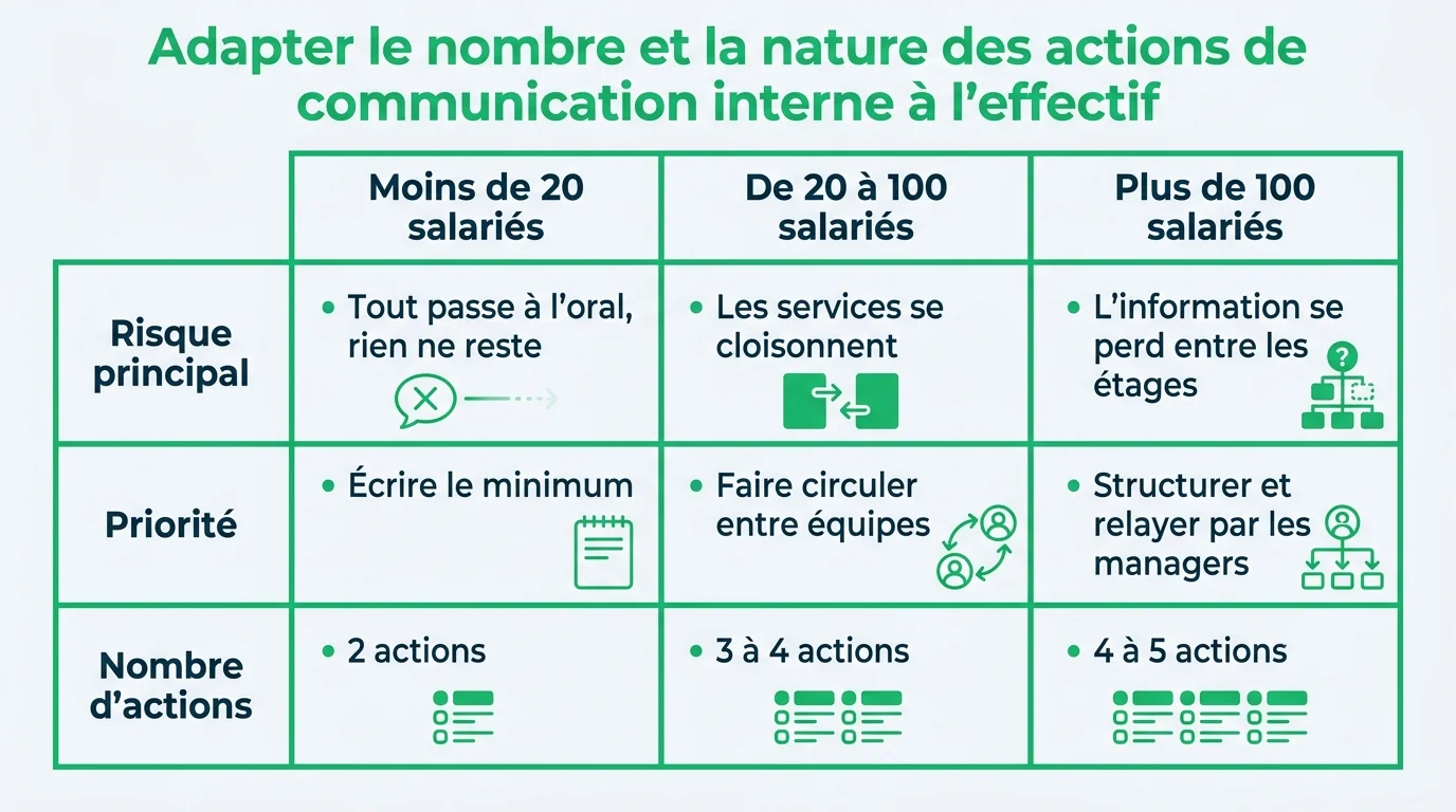 Adapter le nombre et la nature des actions de communication interne à l'effectif