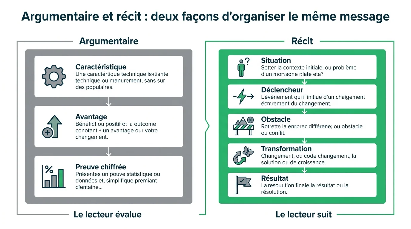 Argumentaire et récit : deux façons d'organiser le même message