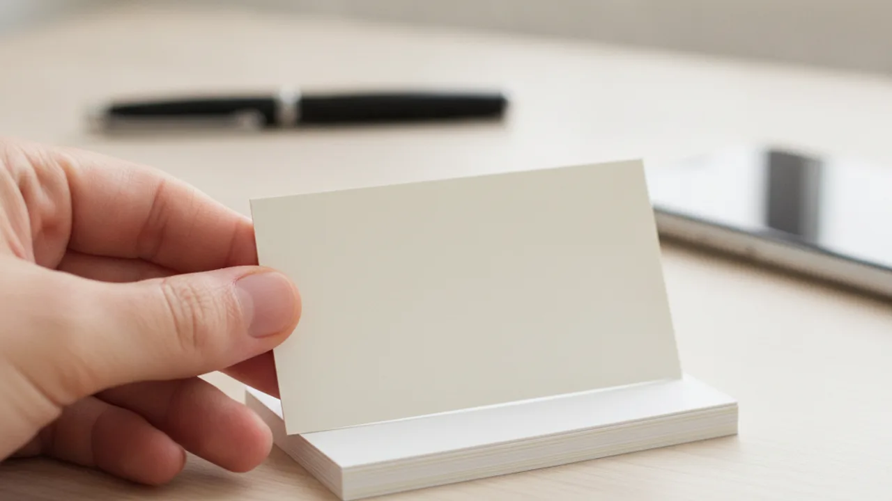 Cartes de visite au format standard 85 x 55 mm tenues en main