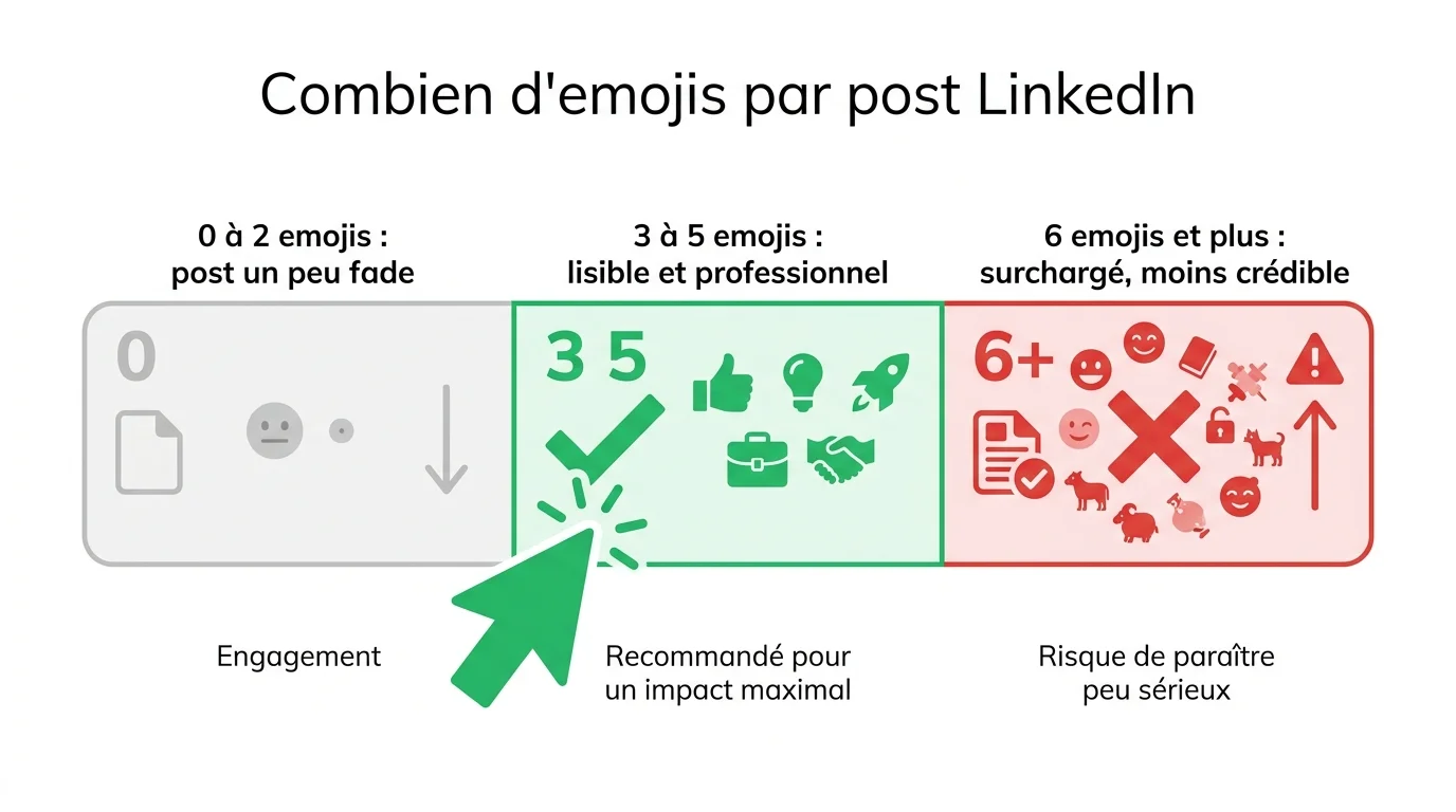 La densité d'emojis recommandée par post LinkedIn