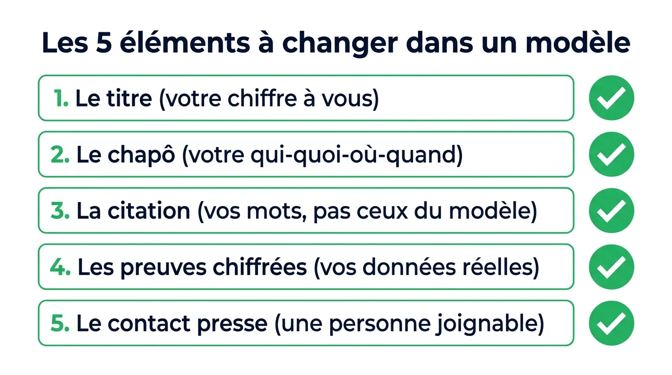 Les cinq éléments à personnaliser dans un modèle de communiqué de presse