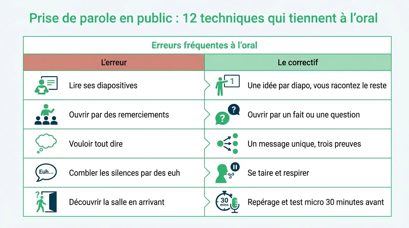 Les cinq erreurs les plus fréquentes à l'oral et leur correctif immédiat