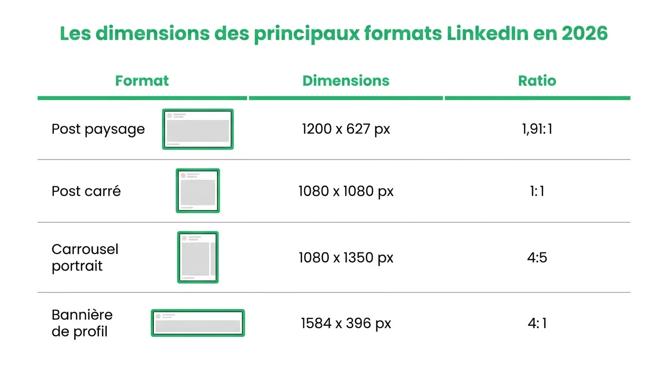 Les dimensions des principaux formats LinkedIn en 2026