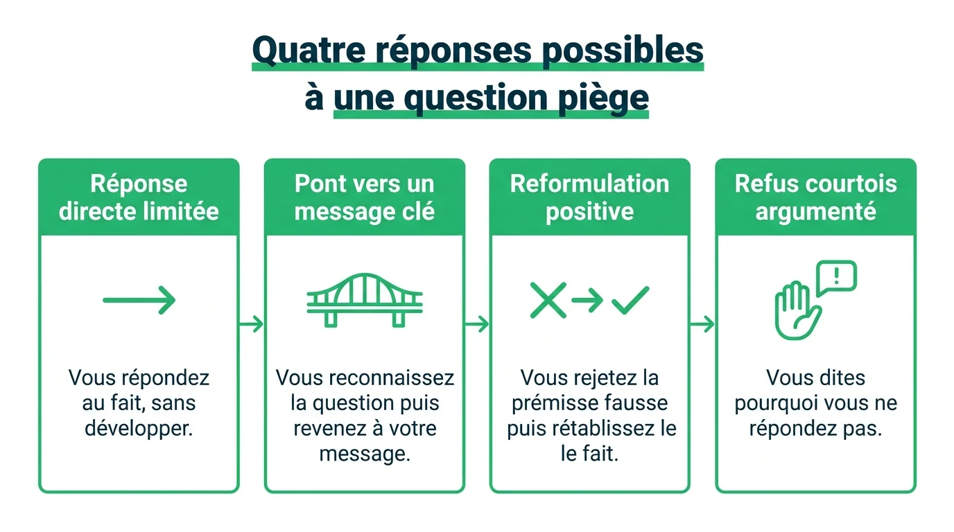 Les quatre types de réponses à une question piège de journaliste