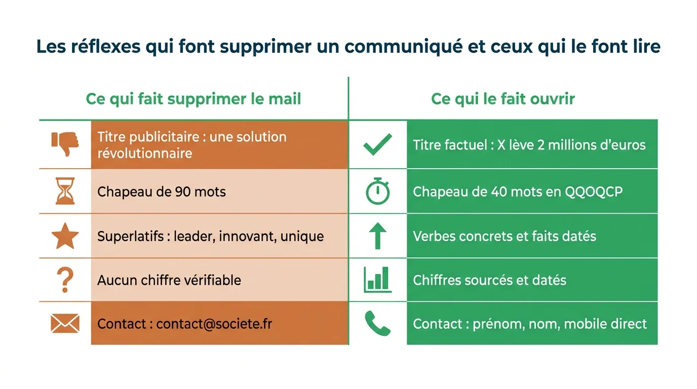 Les réflexes qui font supprimer un communiqué et ceux qui le font lire