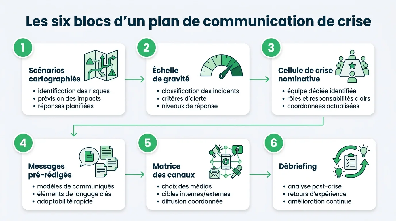 Les six blocs d'un plan de communication de crise