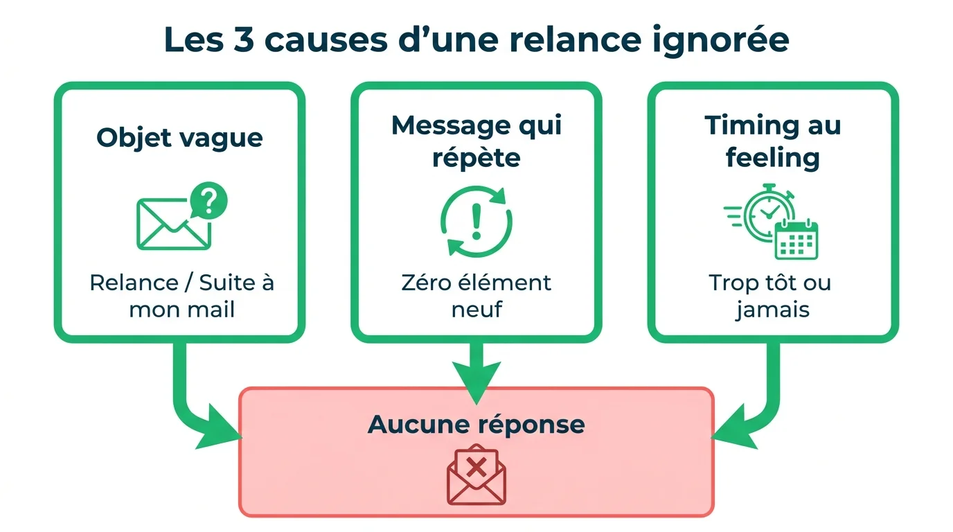 Les trois causes principales d'un mail de relance qui reste sans réponse