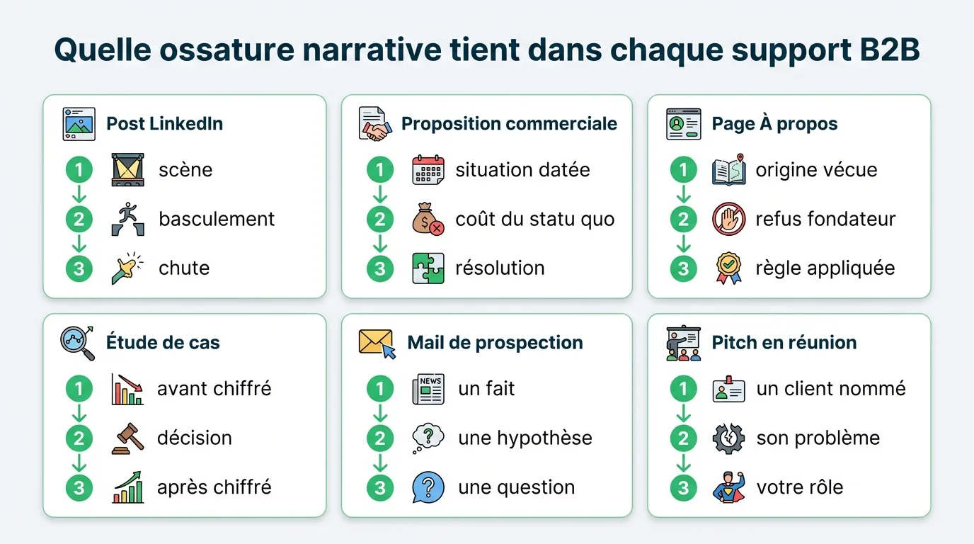 Quelle ossature narrative tient dans chaque support B2B