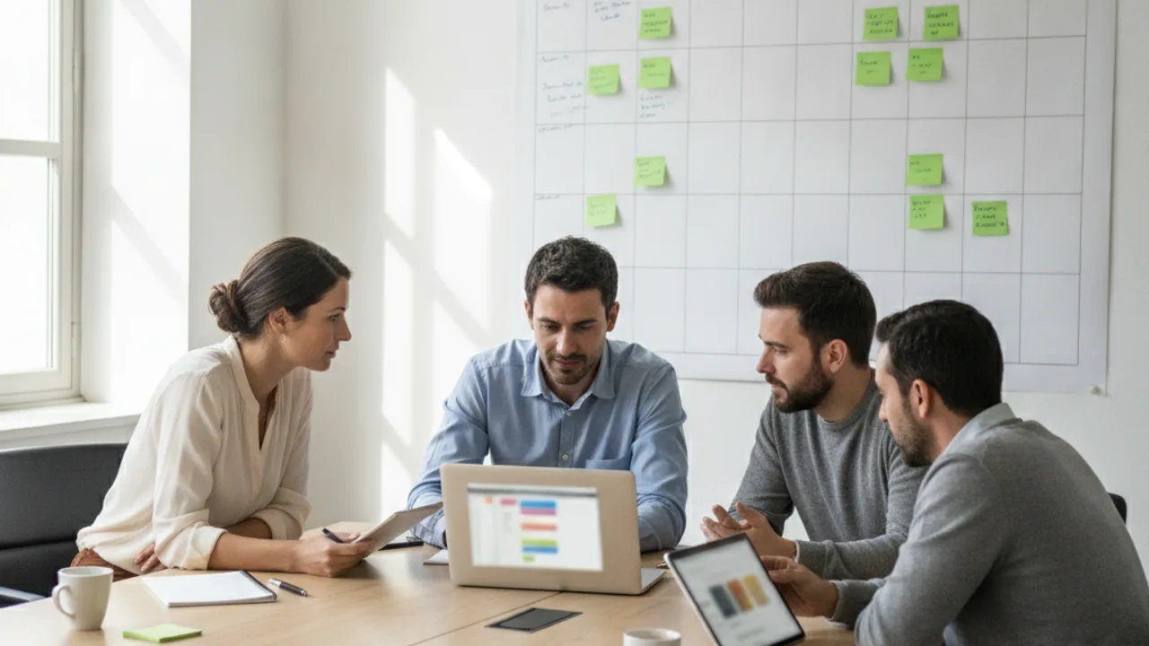 Une équipe de PME construit son plan de communication autour d'un planning de campagne