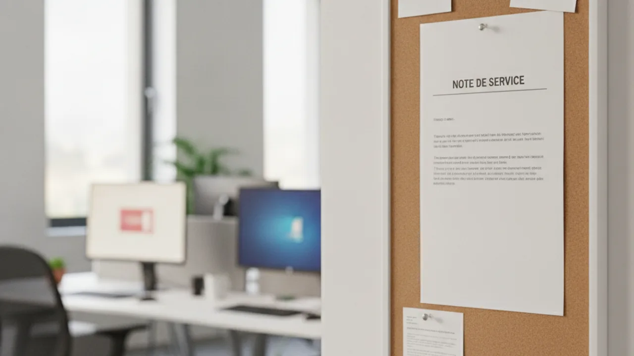Une note de service affichee dans un bureau